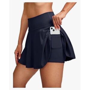 SANTINY Navy Blue Athletic Skort with Built-in Shorts and Pockets Size XL